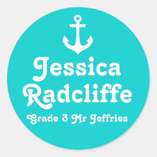 Grader school education name anchor id sticker