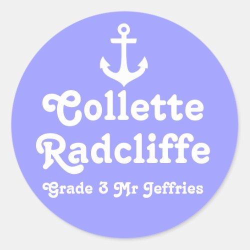 Grader school education name anchor id sticker