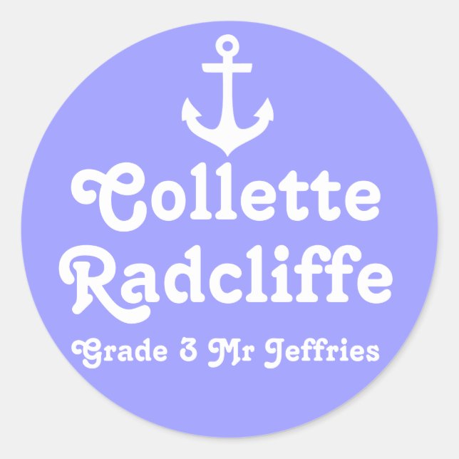Grader school education name anchor id sticker (Front)