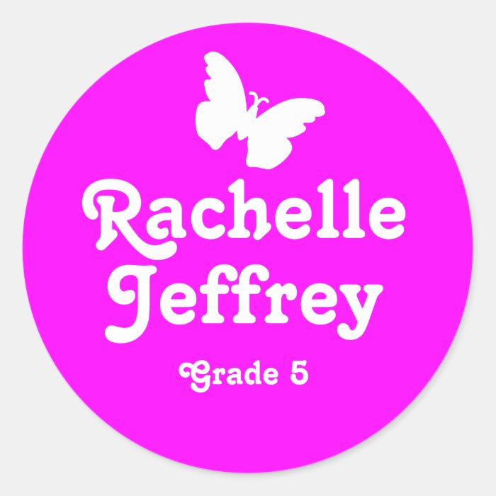Grader school education name butterfly id sticker
