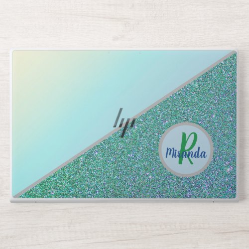 Gradient and Glitter with Monogram HP Laptop Skin