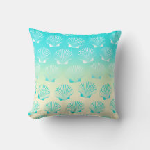 Gradient aqua blue and yellow seashell pattern