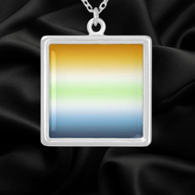  Gradient AroAce Agender Pride Silver Plated Necklace (Creator Uploaded)