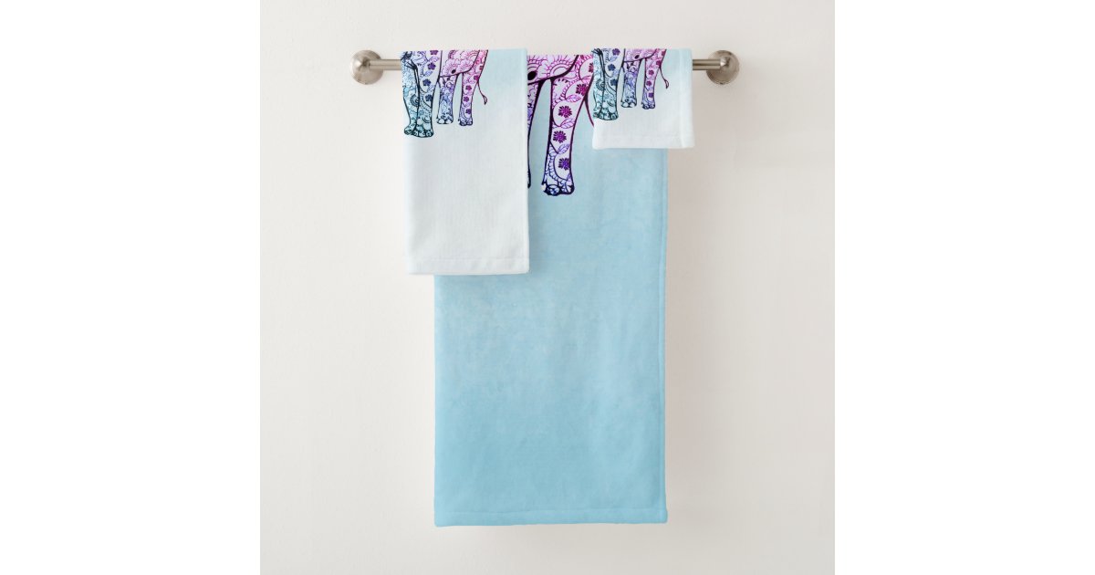 Gradient Background And Elephant Bath Towel Set Zazzle