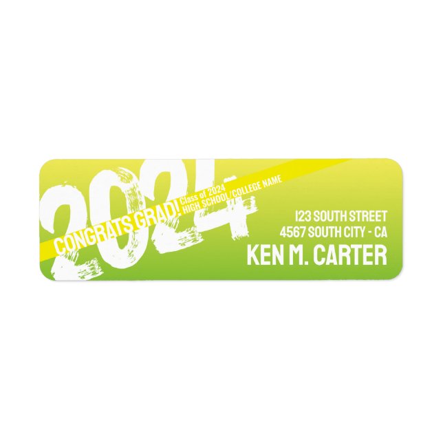 Gradient Background Stylish Graduation Party Label (Front)