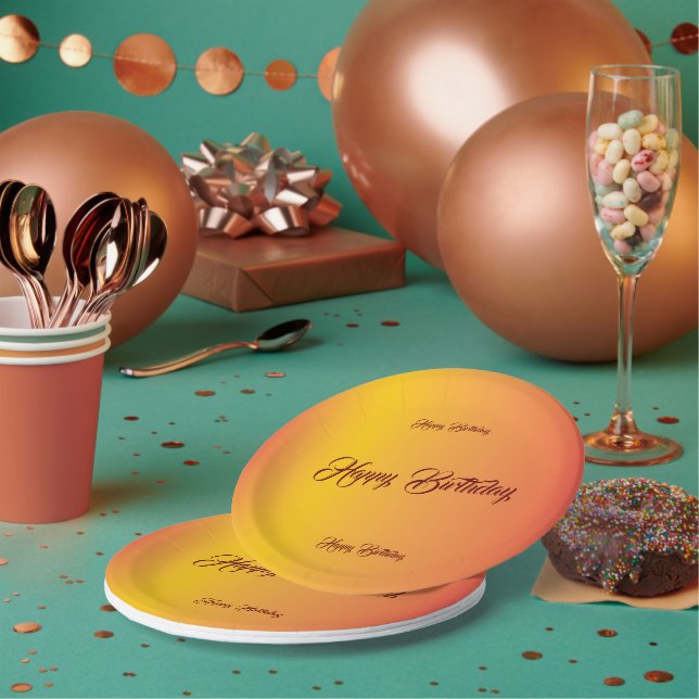 Gradient Birthday Celebration  Paper Plates (Multi)