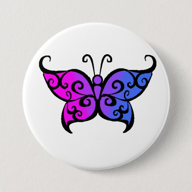 Gradient Bisexual Butterfly Pinback Button (Front)
