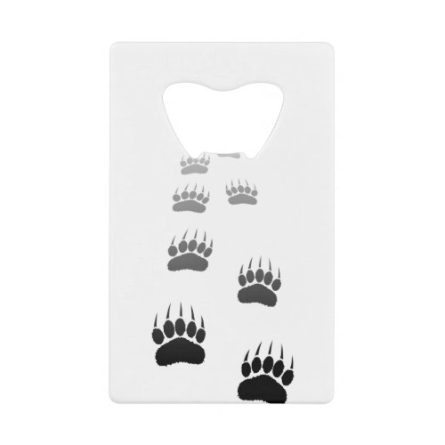 Gradient Black Bear Paw Print Credit Card Bottle Opener
