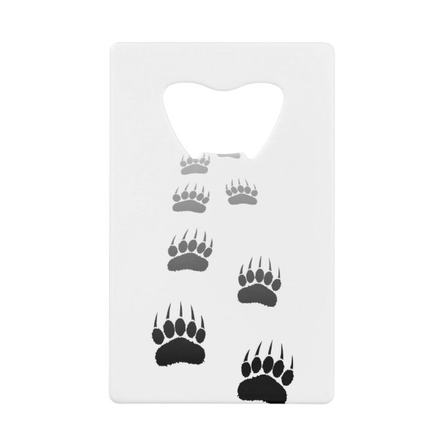 Gradient Black Bear Paw Print Credit Card Bottle Opener (Front)