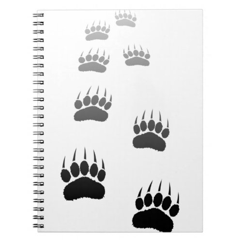 Gradient Black Bear Paw Print Notebook