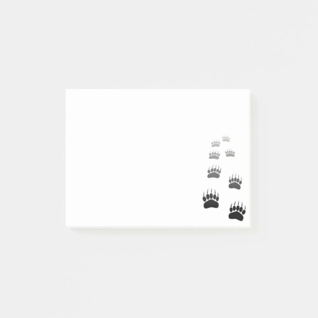 Gradient Black Bear Paw Print Post-it Notes (Front)
