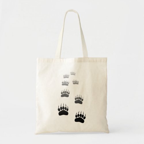 Gradient Black Bear Paw Print Tote Bag