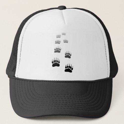 Gradient Black Bear Paw Print Trucker Hat