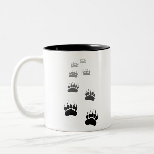 Gradient Black Bear Paw Print Two_Tone Coffee Mug