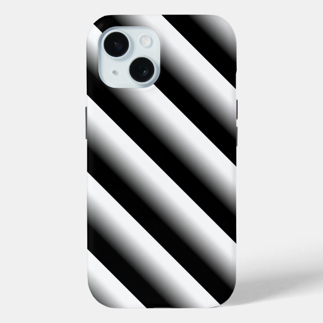 Gradient Black Gray and White Stripes Case-Mate iPhone Case (Back)