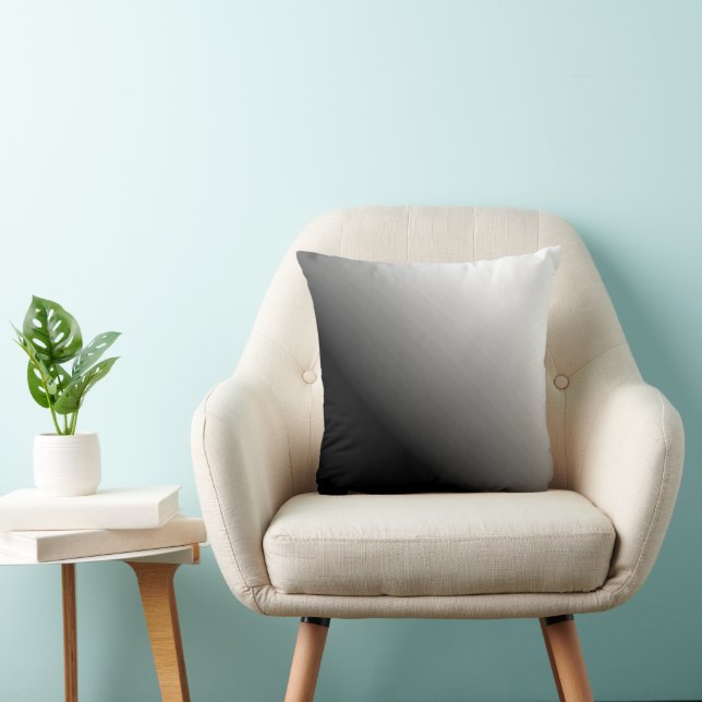 Gradient Black Gray and White Throw Pillow (Chair)