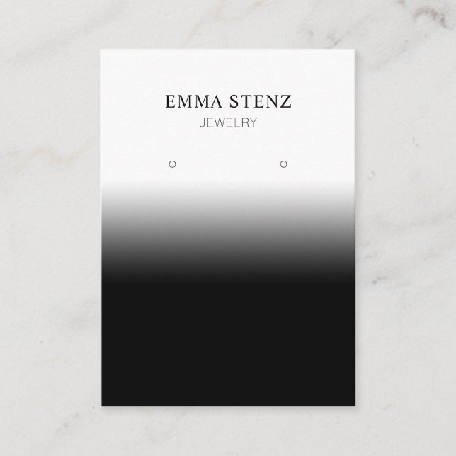 Gradient Black n White Earring Jewelry Display Business Card (Front)