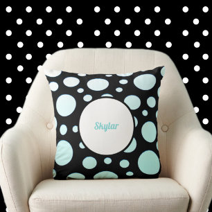 Gradient Blue and White Circles Modern Throw Pillow