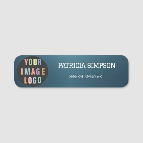 Gradient Blue Business Logo Employee Name Title Name Tag