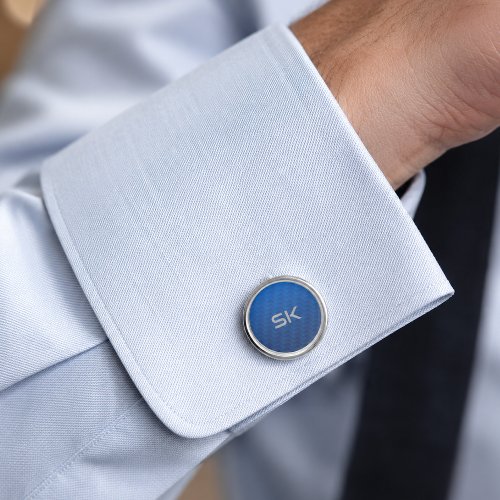 Gradient Blue Chevron Monogram Cufflinks