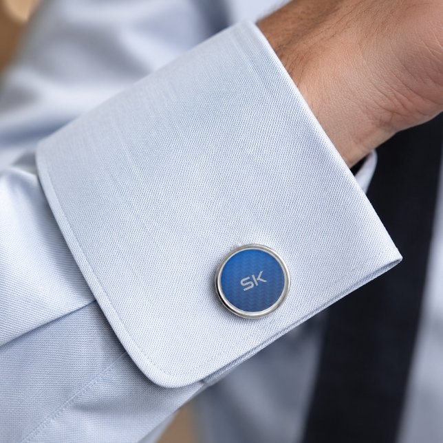 Gradient Blue Chevron Monogram  Cufflinks (Creator Uploaded)