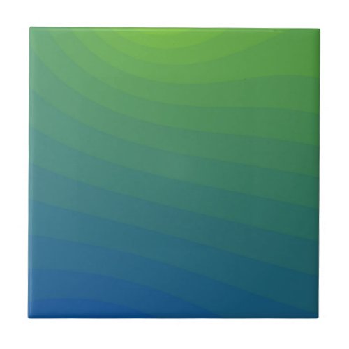 Gradient Blue Green Teal Striped Ceramic Tile