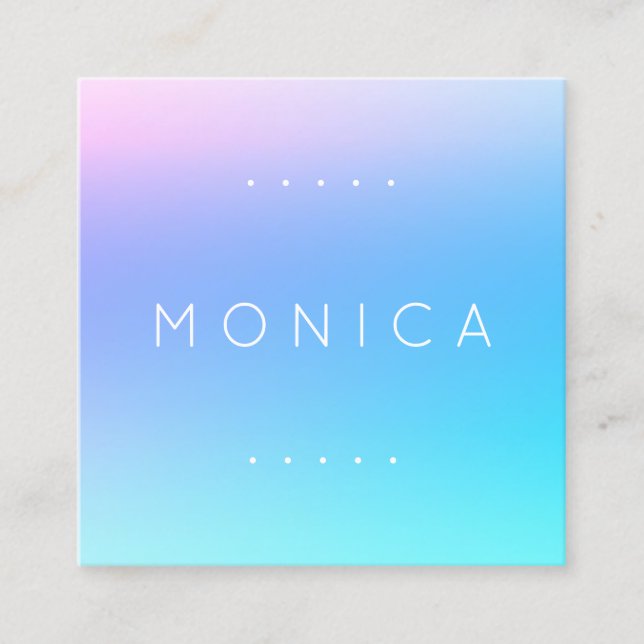 Gradient blue minimalist square business card (Front)