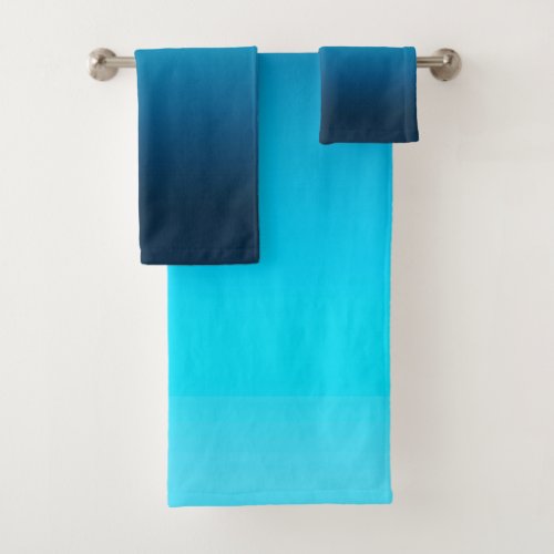 Gradient blue ombre bath towel set