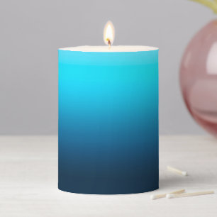 Gradient blue ombre pillar candle