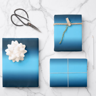 Gradient blue ombre wrapping paper sheets