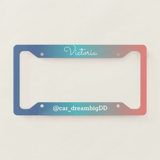 Gradient Blue Orange Teal Business  License Plate Frame (Front)