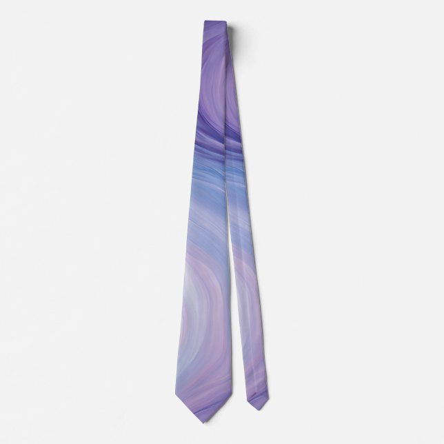 Gradient Blue, Purple Abstract Wavy Pattern  Neck Tie (Front)