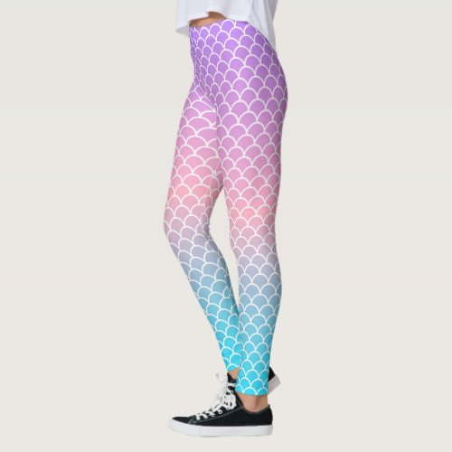 Gradient Blue Purple Mermaid Scales Leggings