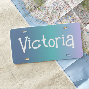 Gradient Blue Purple Teal Business Name License Plate