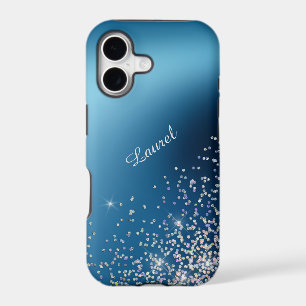 Gradient Blue Sky Silver Glow Confetti iPhone 17 Case