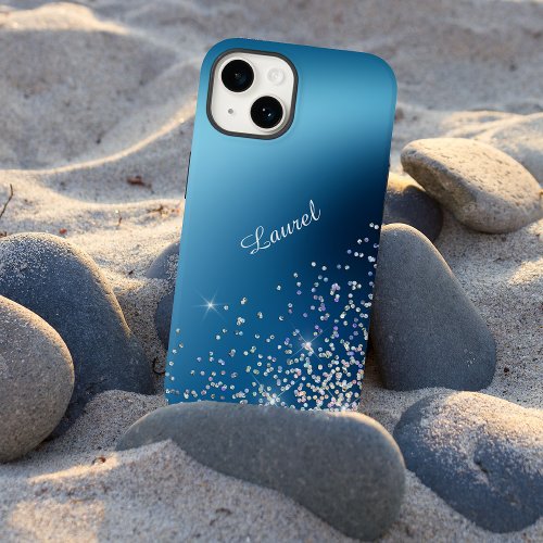 Gradient Blue Sky Silver Glow Confetti Case_Mate iPhone 14 Case