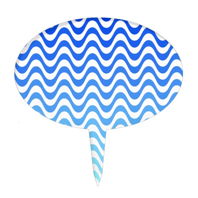 Gradient Blue Waves Cake Topper (Front)
