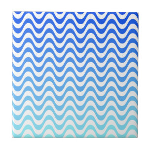 Gradient Blue Waves Ceramic Tile