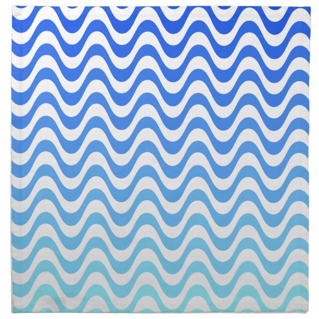 Gradient Blue Waves Cloth Napkin (Front)