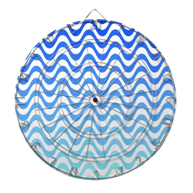 Gradient Blue Waves Dartboard With Darts (Front)