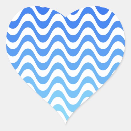 Gradient Blue Waves Heart Sticker