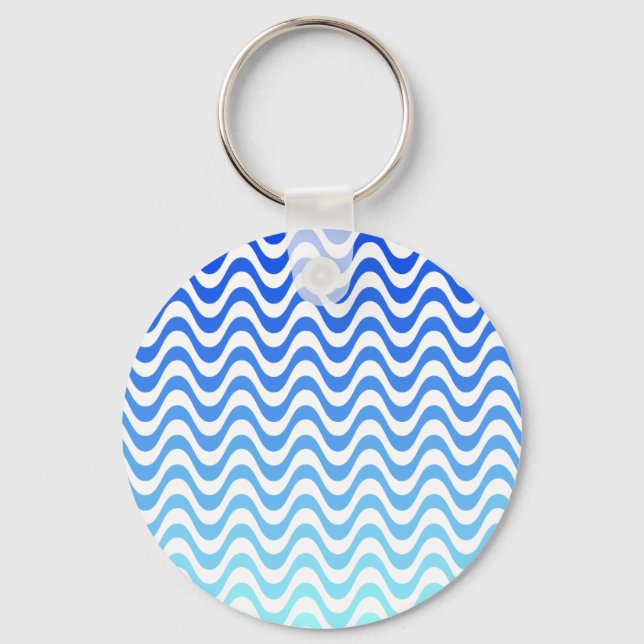 Gradient Blue Waves Keychain (Front)