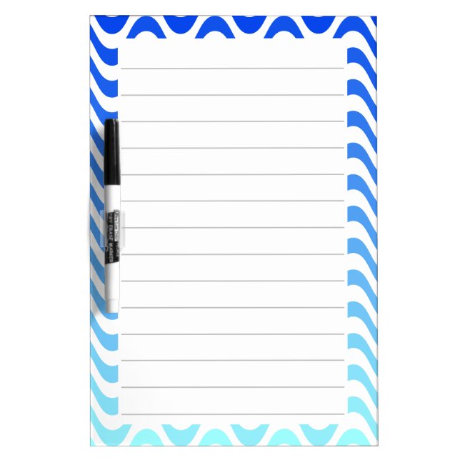 Gradient Blue Waves Lined  Dry Erase Board (Front)