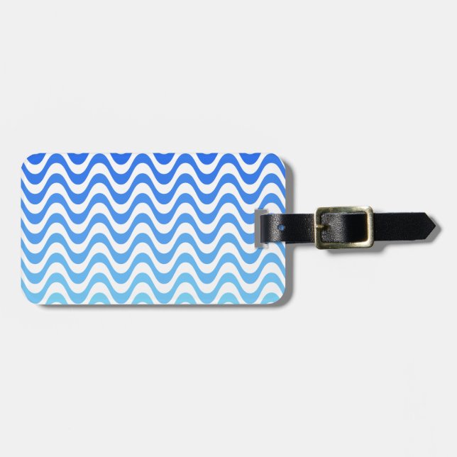 Gradient Blue Waves Luggage Tag (Front Horizontal)