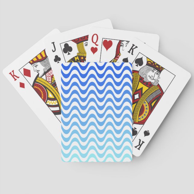 Gradient Blue Waves Poker Cards (Back)