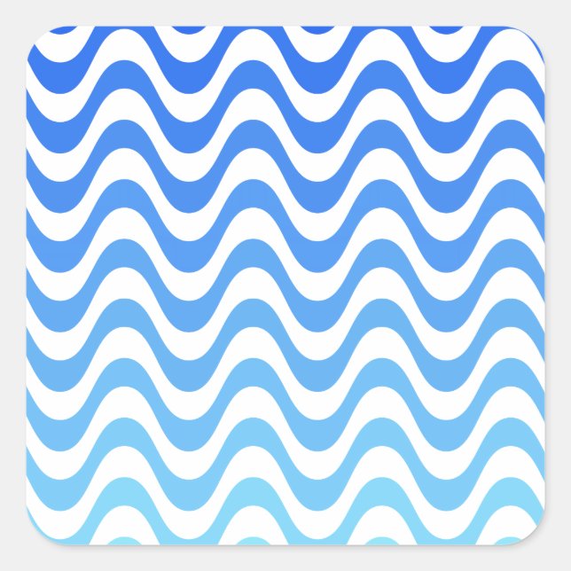 Gradient Blue Waves Square Sticker (Front)