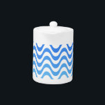 Gradient Blue Waves Teapot<br><div class="desc">Dark and light blue waves. Original pattern.</div>