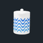 Gradient Blue Waves Teapot<br><div class="desc">Dark and light blue waves. Original pattern.</div>