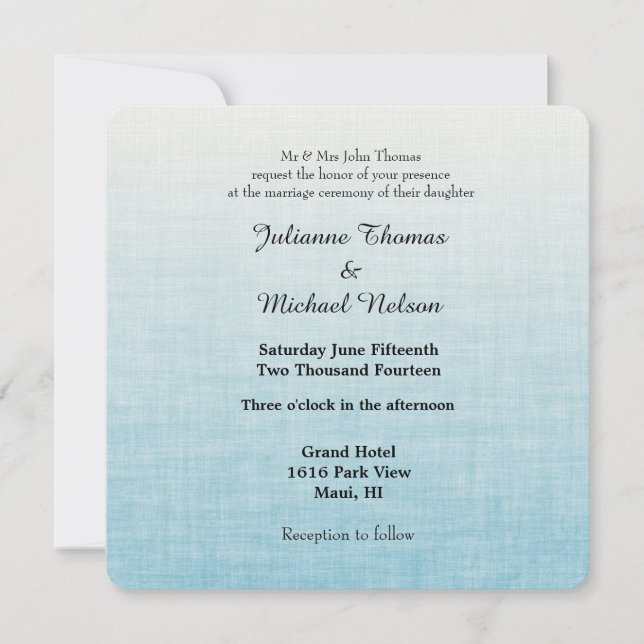 Gradient Blue Wedding Invitation (Front)