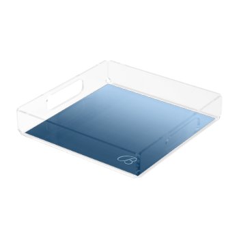 Gradient Blue With Custom Monogram Acrylic Tray by KreaturShop at Zazzle